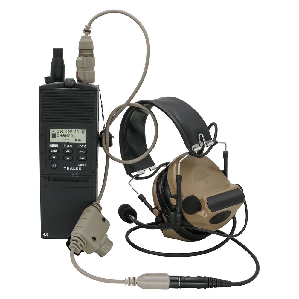 Tactical Headset U94 Ptt RAC with 6 Pin Connector for AN/PRC 148 & PRC 152 Walkie-talkie