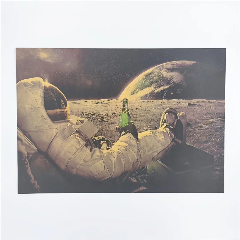 Винтажный постер земля астронавты питьевой расслабляющий лунный посадочный