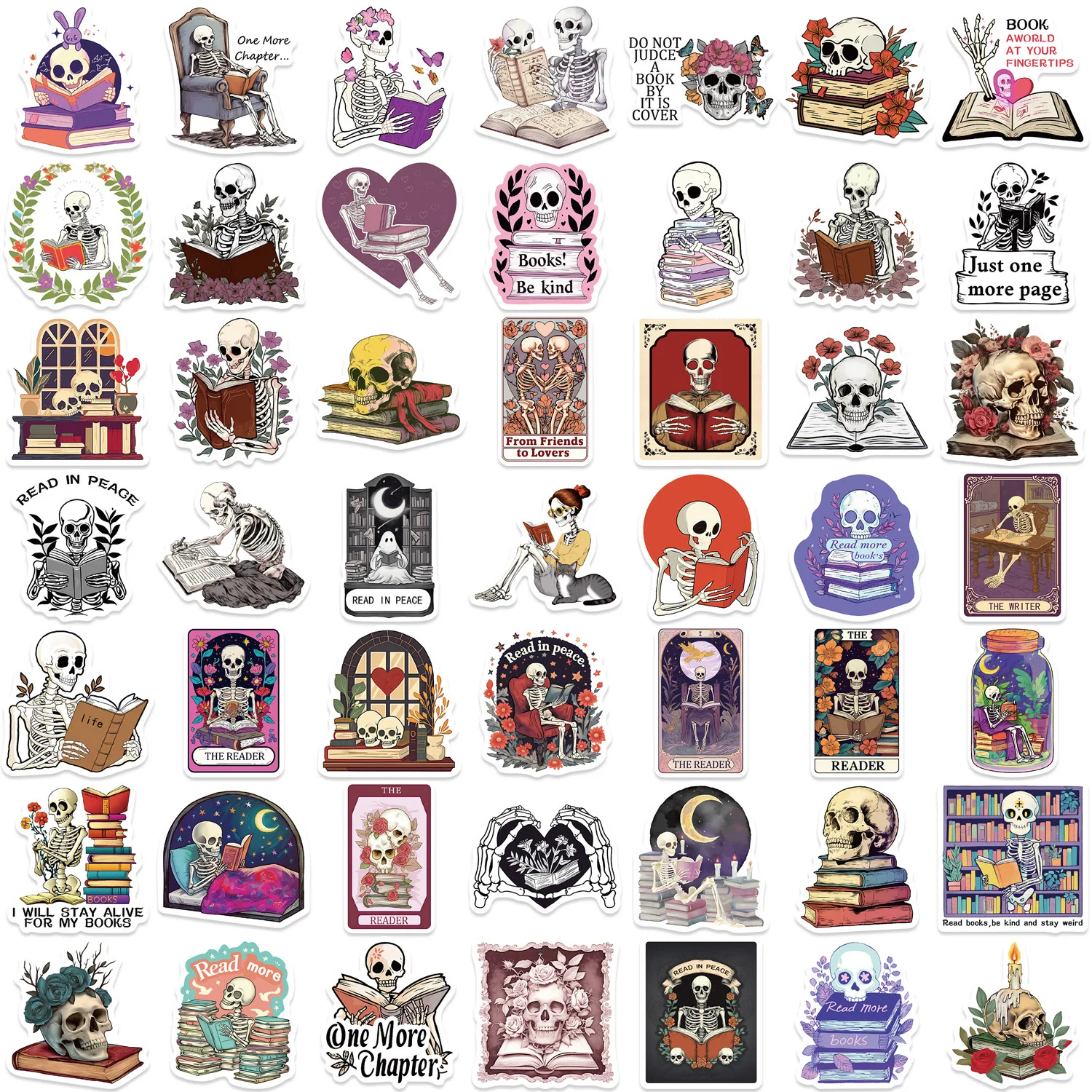 10/50 шт. забавные темные романтические наклейки с черепом и цветком для чтения