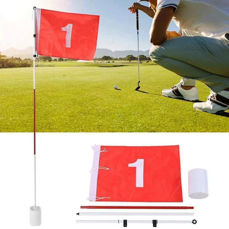 

Golf Flagstick 6Ft Golf Flag And Cup For Yard Pro Detachable Golf Hole Cup And Flag, Putting Green Flags Hole Cup Set