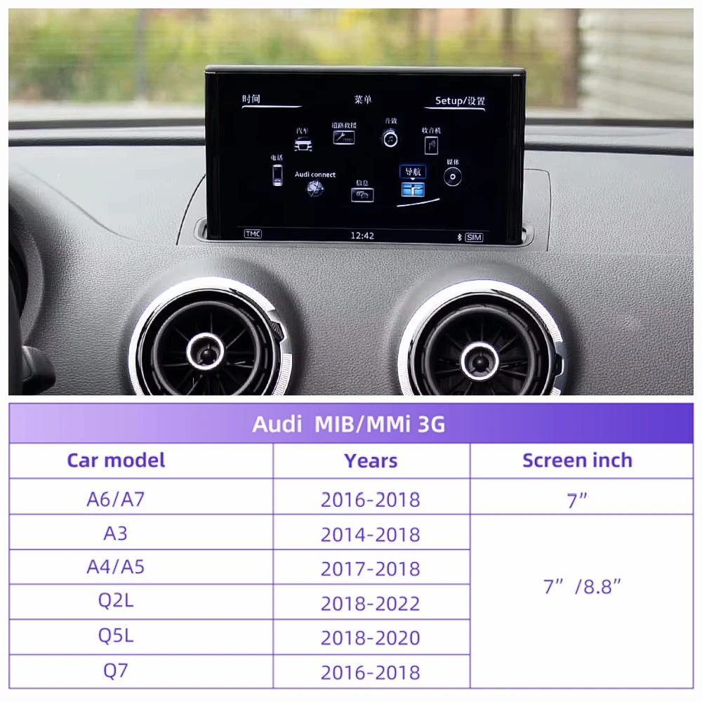 

Беспроводной CarPlay Для Audi A3/A4/A5/A6/A7/Q2L/Q5L/Q7 2014-2018 MIB MMI 3G, Android Auto, Mirror Link, AirPlay
