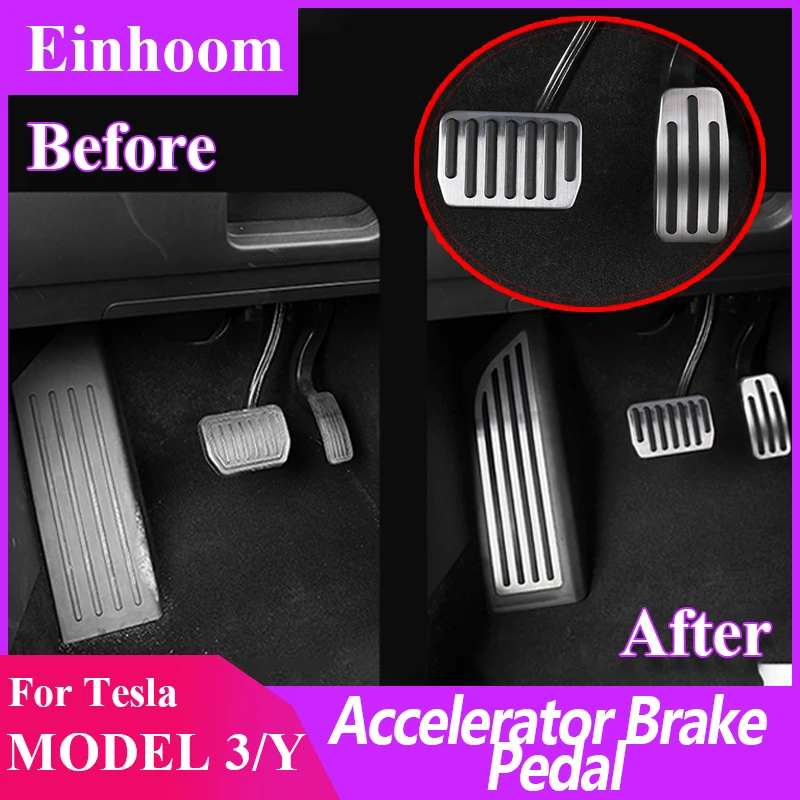 

For Tesla 2021 Model 3 X Model Y S Car Accelerator Brake Pedal Non-Slip Rest Foot Pedal Interior Refit Decoration Accessories