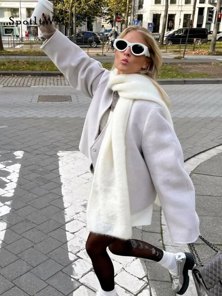 

Осеннее женское теплое Укороченное пальто, модные однобортные женские пальто с отложным воротником и длинным рукавом, зимнее женское шикарное пальто