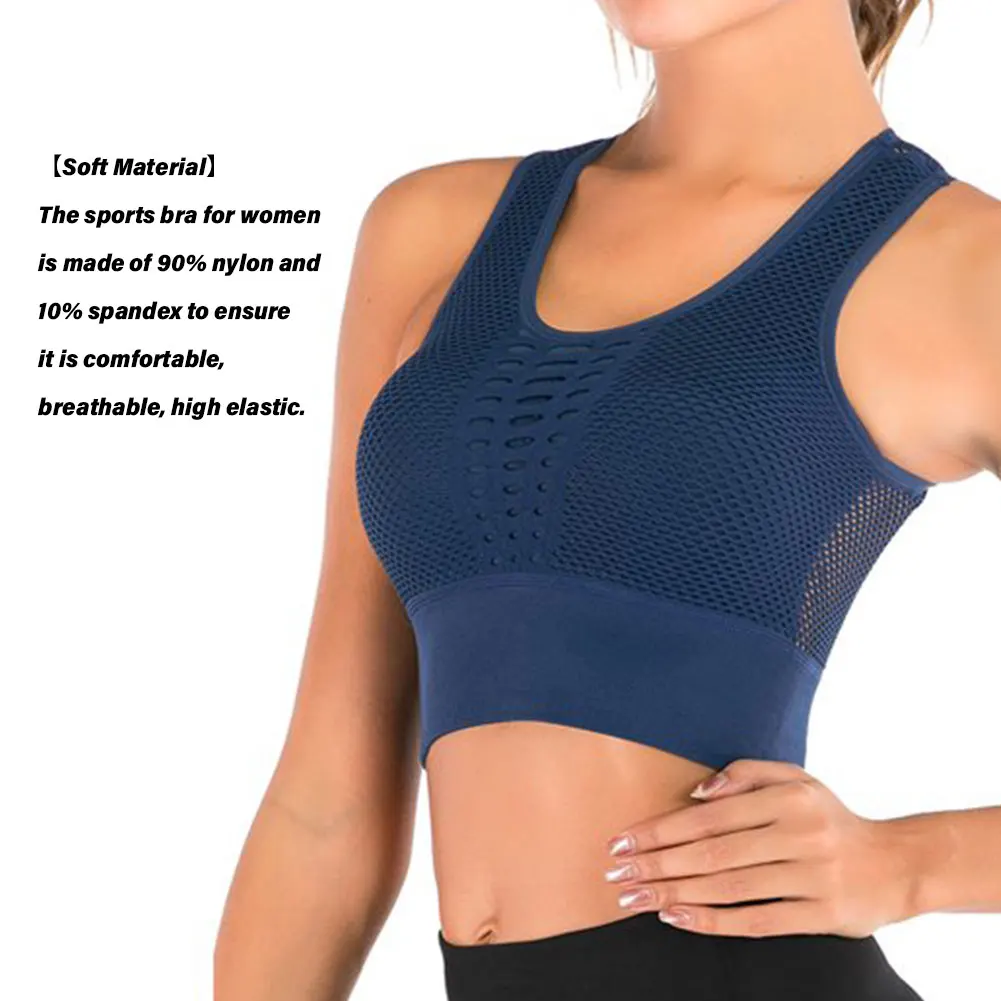 

Women Seamless High Impact Running Removable Pads Sports Bra Yoga Comfortable Crop Top Gym Breathable Accessories Home Fitness