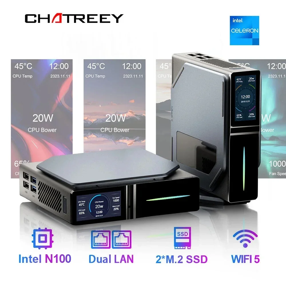 Мини-ПК Chatreey S1 Intel Alder Lake N100 Windows 11, ультра маленький ...