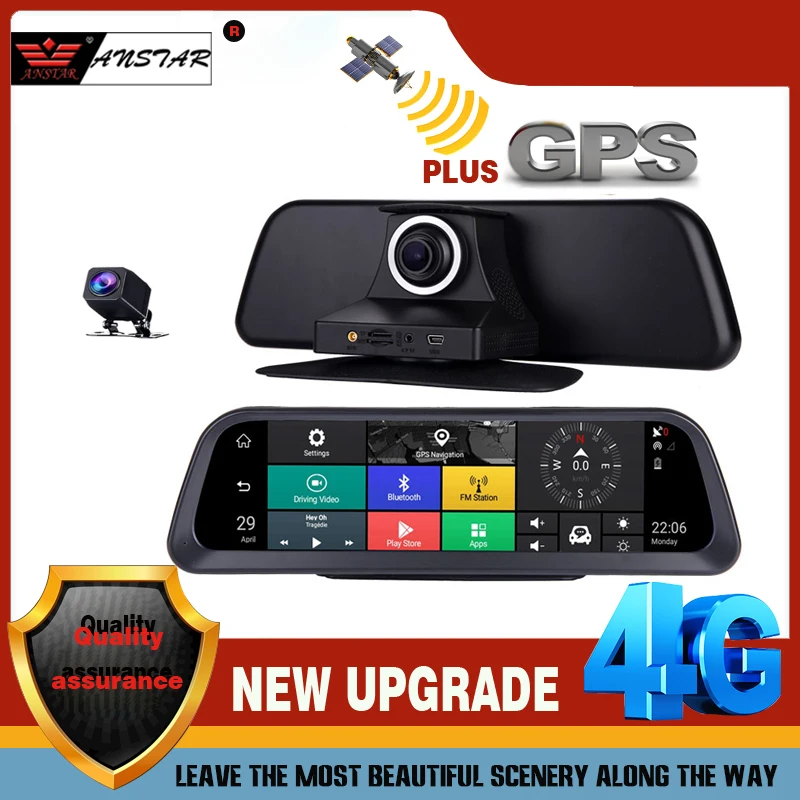 Видеорегистратор Anstar, 10 дюймов, GPS, Wifi, 4G, HD 1080P