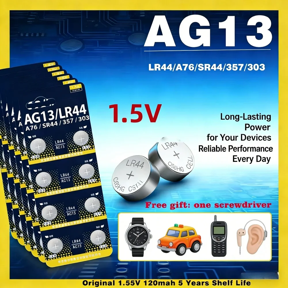 Фото 5-50 шт. Батарейки-таблетки LR44 AG13 1.5V 357 SR44 LR1154 RW82 SR1154 SP76 для часов, игрушек, пультов ДУ №1