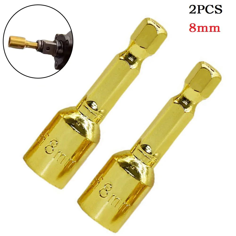 

2pcs 8mm Magnetic Nut Screwdriver Socket Bit Hand Drill 1/4inch Hex Shank Driver Adapter For Electric Screwdrivers Hand Tools