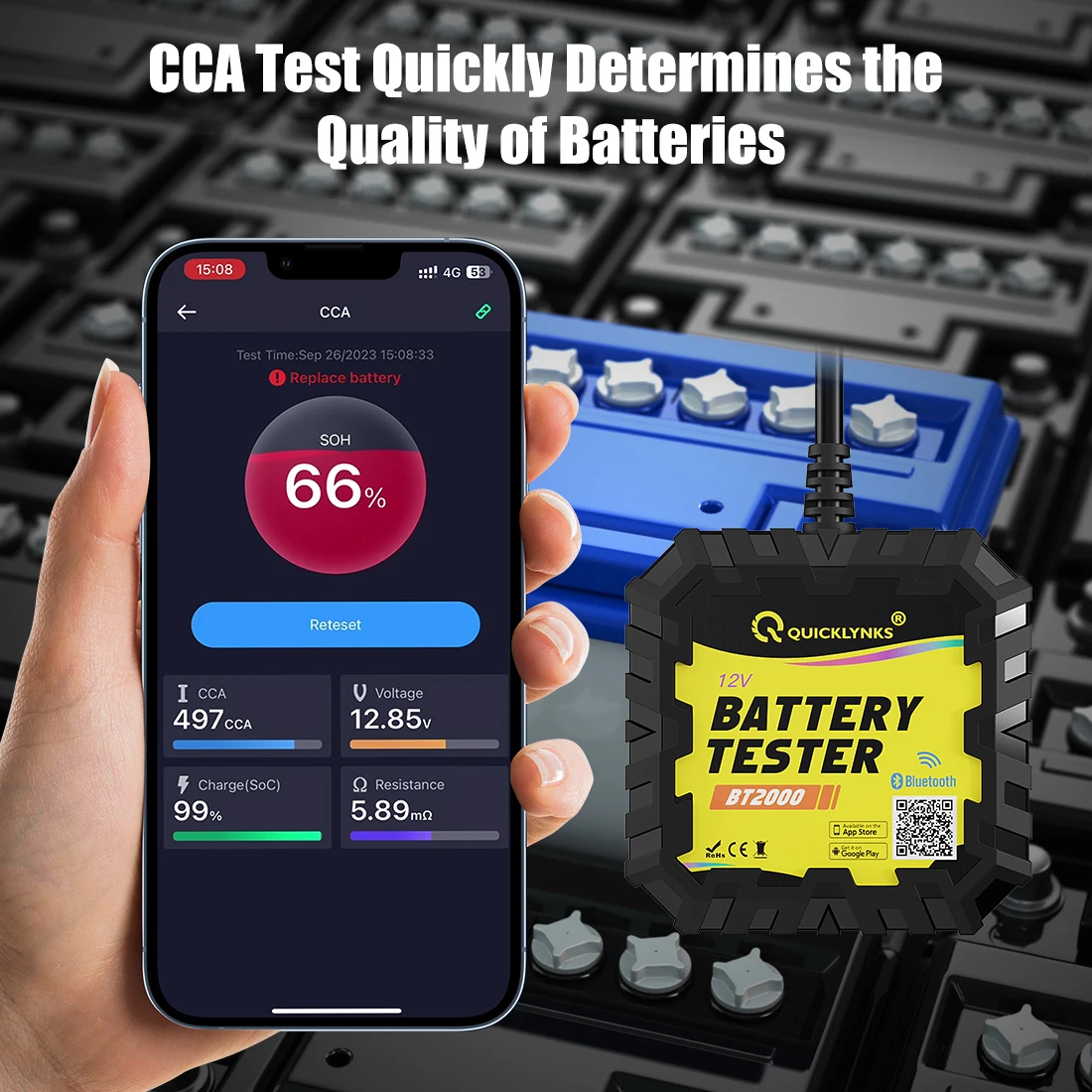 Тестер Аккумуляторов QUICKLYNKS BT2000 12 В 100-2000CCA