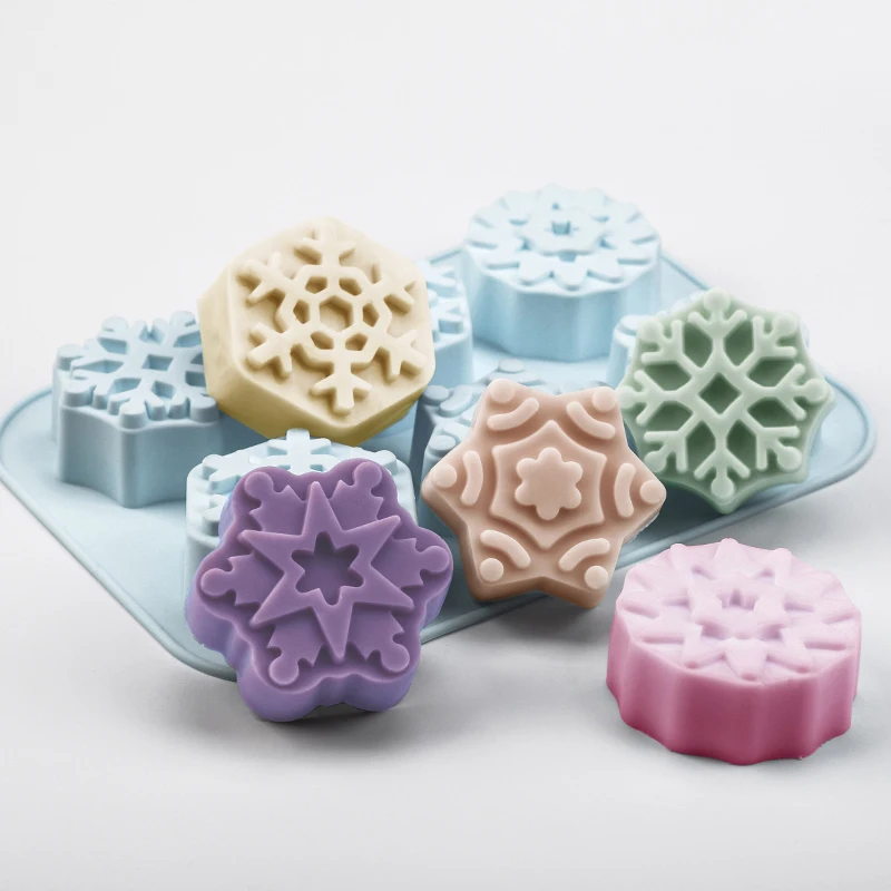 

1PC Christmas Snowflake Soap Mold Silicone Mold Snow Handmade 3d Crafts Candle Molds 26*18.5*3.3CM Baking Mold Wholesale