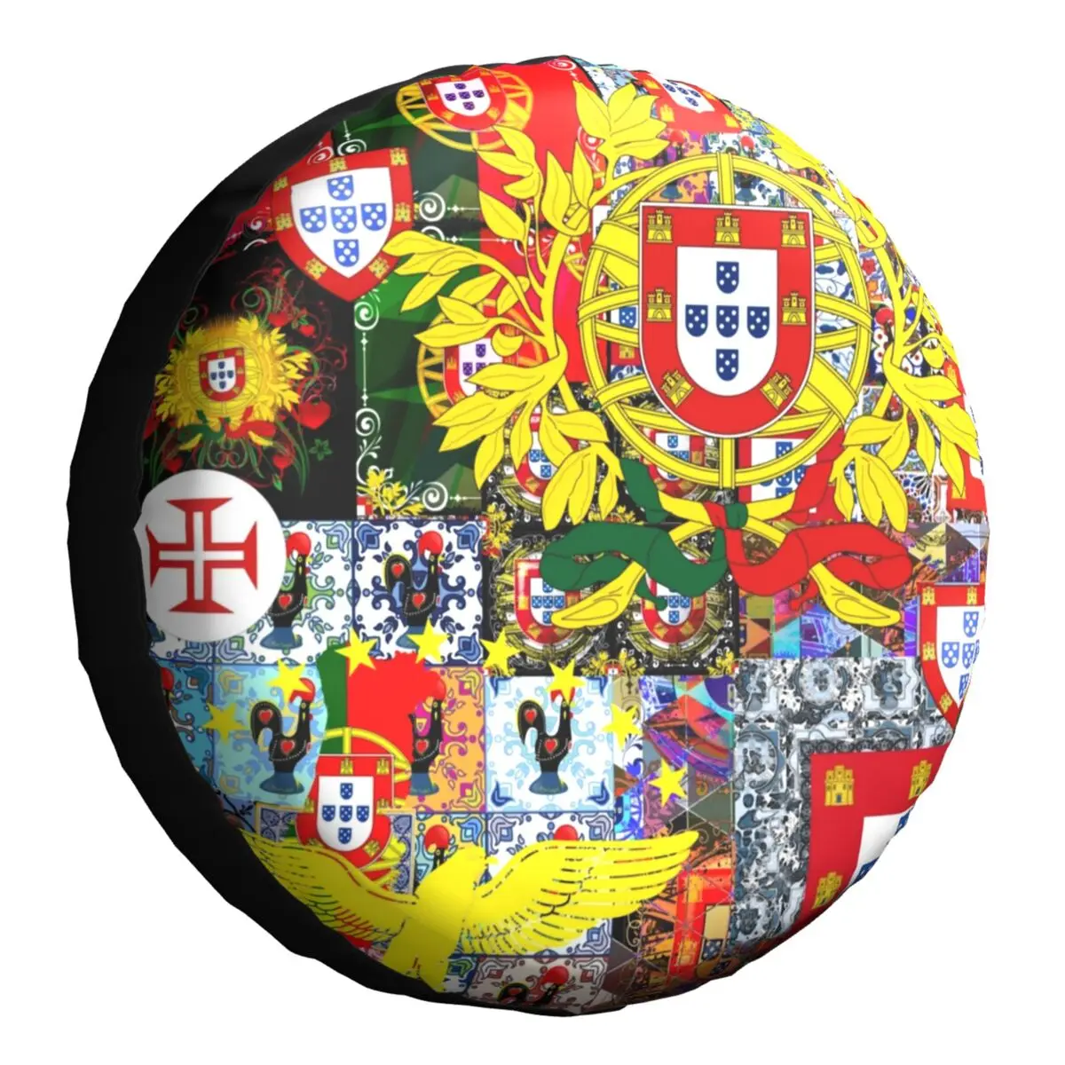 

Portugal Flag Spare Tire Cover Universal Fit for Suzuki Mitsubish Portuguese Coat of Arms SUV RV 4x4 14" 15" 16" 17" Inch