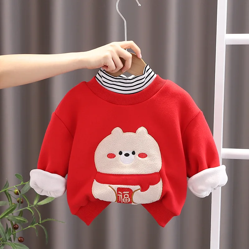 

Новинка, утепленная и сохраняющая тепло Толстовка для маленьких девочек и мальчиков, Модный зимний женский пуловер с высоким воротником, Кр...