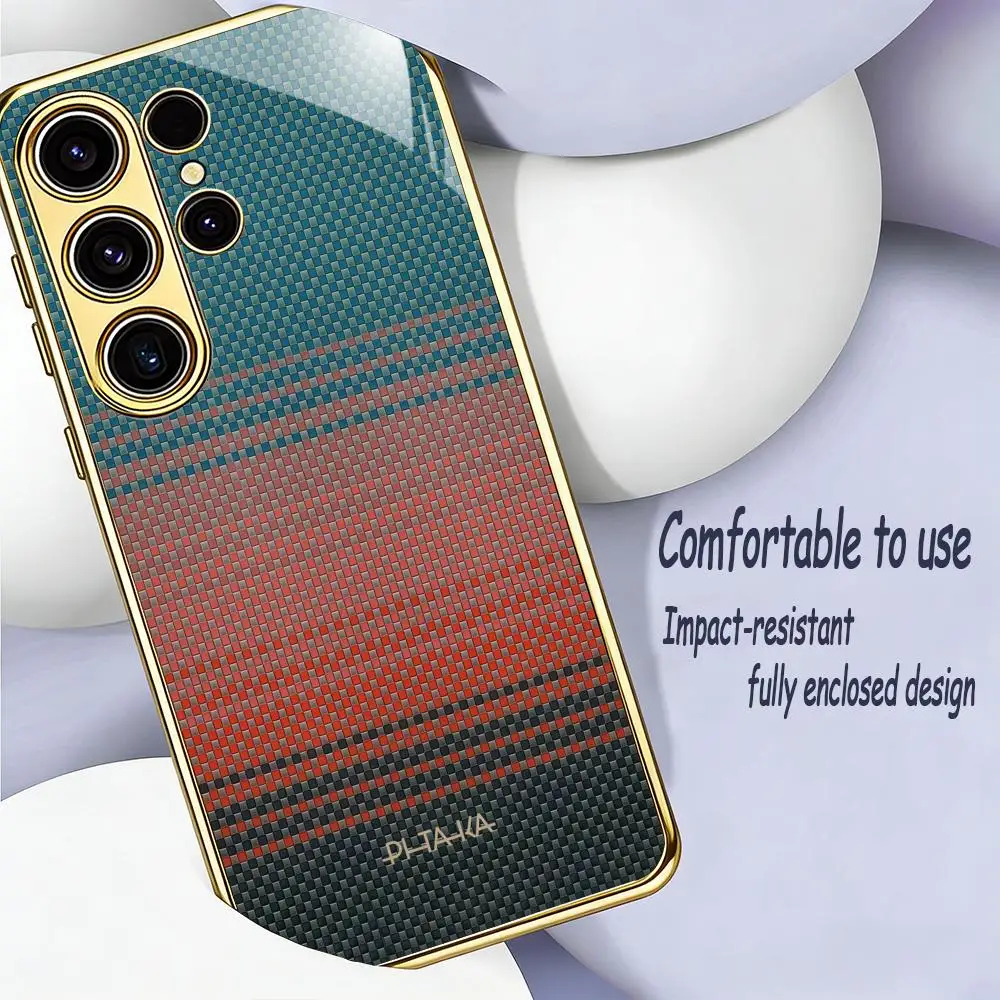 Фото Крутой чехол для телефона PITAKA с узором для Samsung S26 S25 S24 S23 S22 S21 Plus Ultra FE Edge, гальванизированное стекло №2