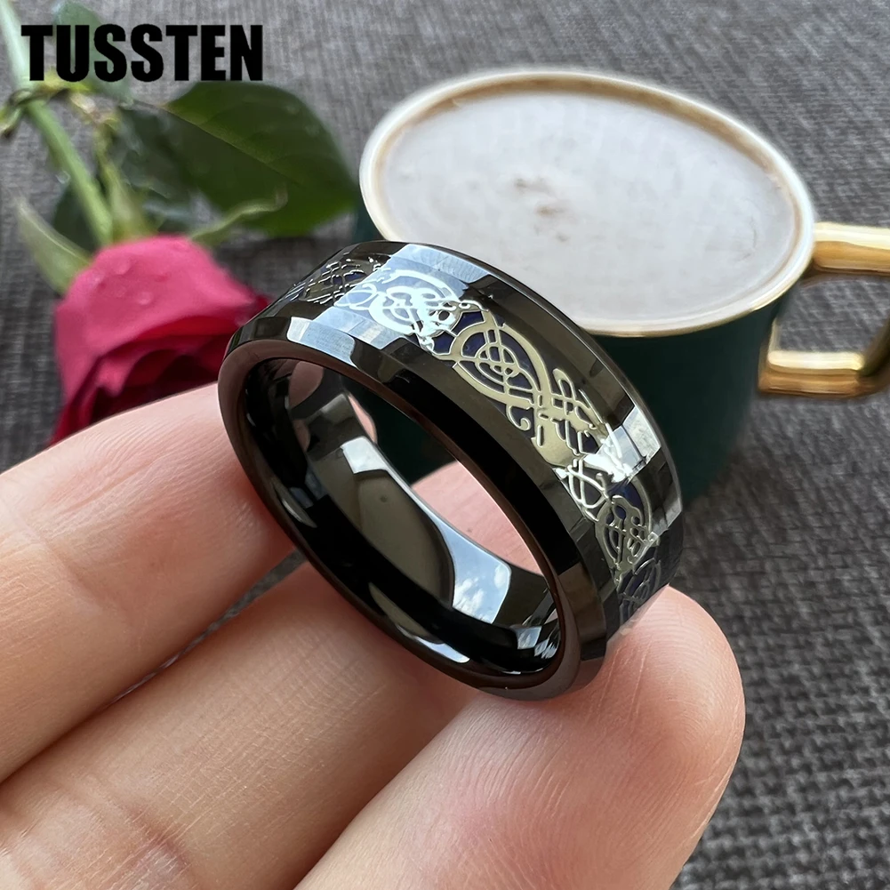Кольцо TUSSTEN с драконом 6/8 мм свадебное кольцо из вольфрама для мужчин и женщин со