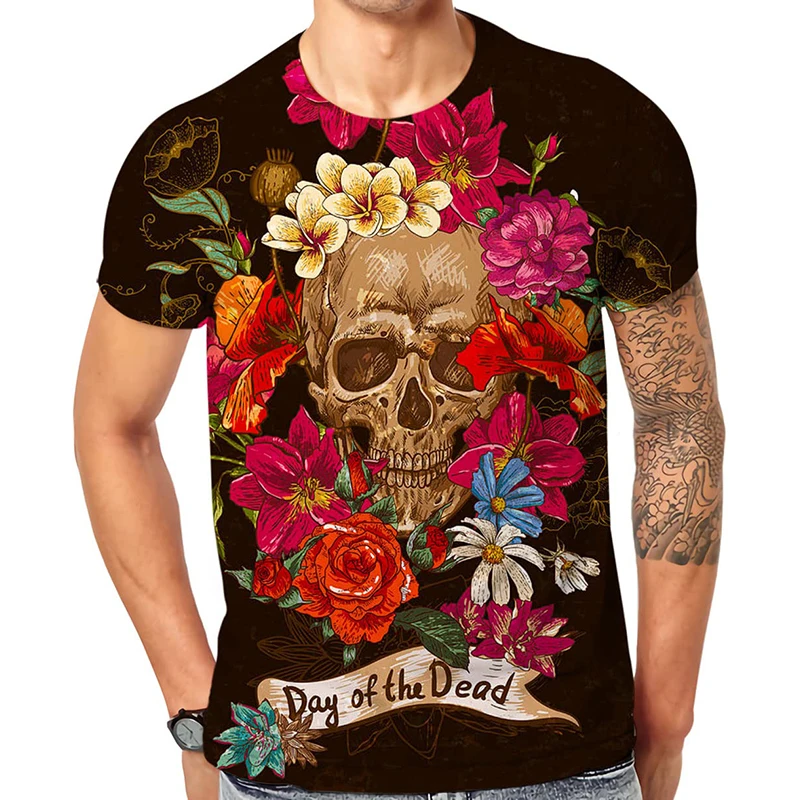 

Horror Skull Graphic T Shirt for Men 3D Printing Vinatge Goth T-shirt Womens Clothing Hip Hop Streetwear Harajuku Fashion Tops