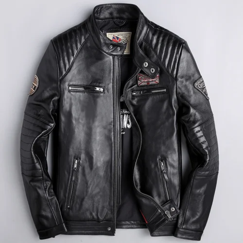 

Autumn Genuine Leather Jacket Men Clothes 2022 Streetwear 100% Sheepskin Coat Male Fashion Motorcycle Fit Jaqueta LW1092