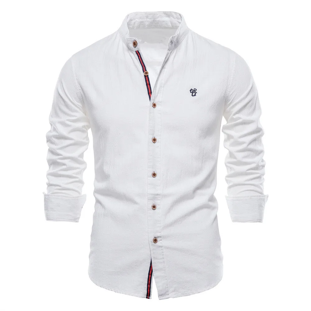 

Y2K Autumn New Trendyol Men Long Sleeve Shirt Luxury Mens High Quality White Linen Shirt Casual Social Shirts Designer Clothes