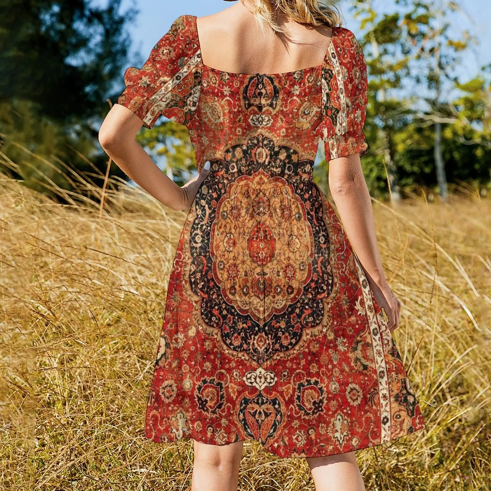 Платье Seley с короткими рукавами и принтом в перском стиле повседневные платья