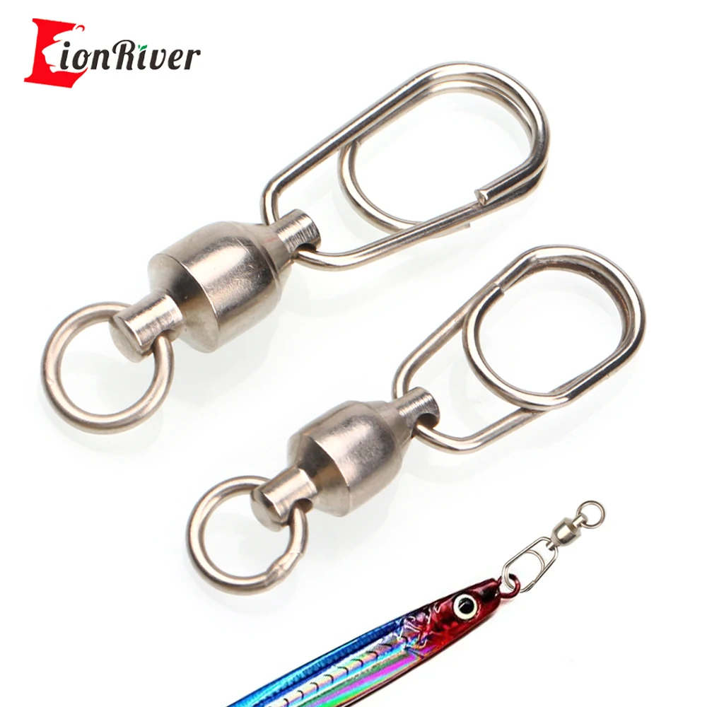 

Lionriver Saltwater Fishing Accessories Connector Pin Bearing Rolling Swivel Stainless Steel Snap Fishhook Lure Connector Tackle