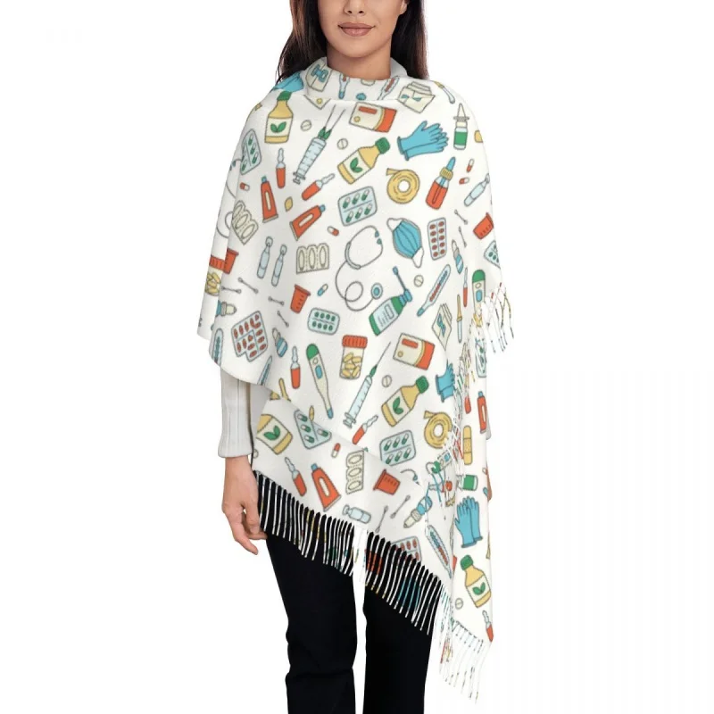 

Personalized Printed Nurse Nursing Pattern Scarf Men Women Winter Warm Scarves Health Care Shawls Wraps