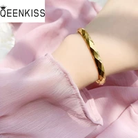 qeenkiss bt5294 fine jewelry wholesale fashion woman girl bride birthday wedding gift shiny rhombus 24kt gold bracelet bangle