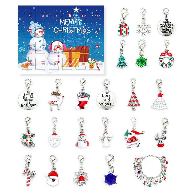 2023 Christmas Advent Calendar Bracelets Countdown Calendar Christmas Themed DIY Jewelry Charm For Kids Christmas Themed Gifts