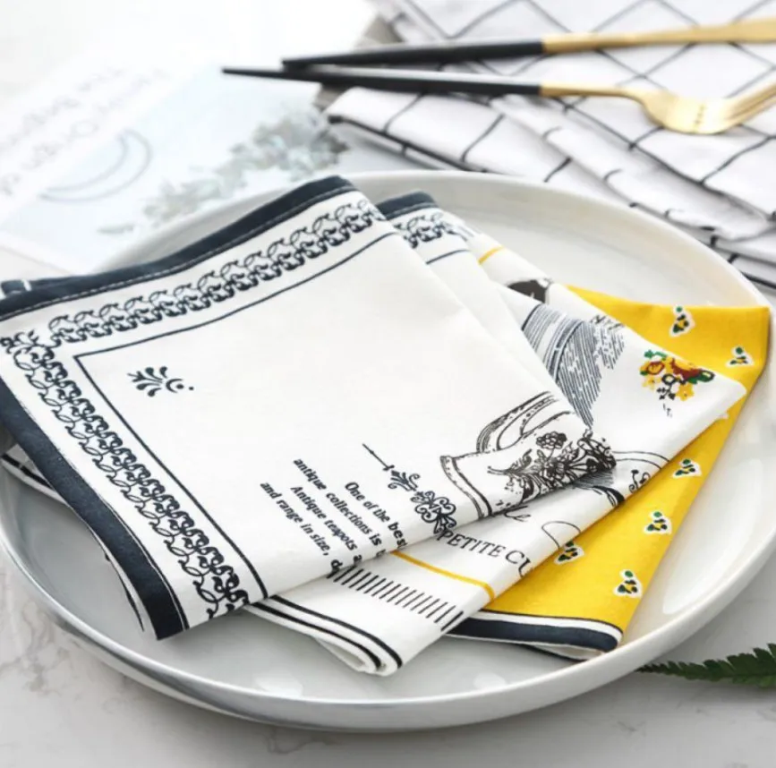 

4 шт., 31x35 см, подставка для украшения дома, салфетка с принтом, хлопковая подставка, чайное полотенце в европейском стиле