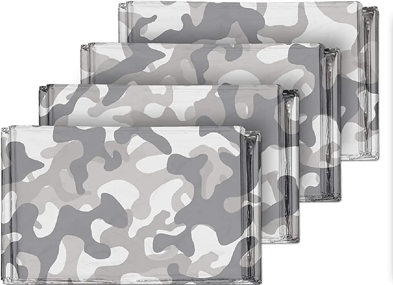 

inter Camouflage Mylar Thermal Blankets (4-Pack) + Bonus Signature Gold Foil Space Blanket,Outdoors, Hiking,Survival, Marathons