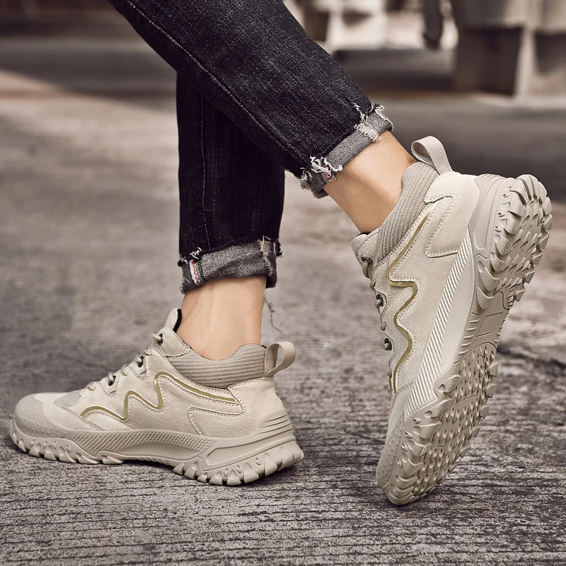 Xiaomi Winter Hiking Shoes Mens Trend High-Top Casual Martin Boots Outdoor Walking Shoes Desert Tooling Boots Sneakers For Plush