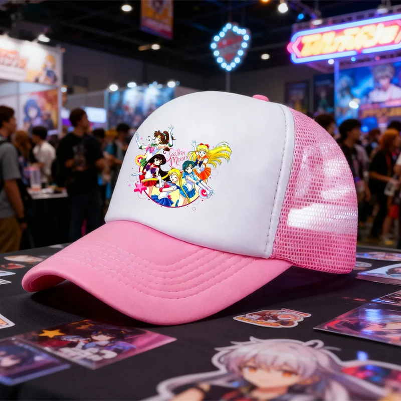 Фото Бейсболка из серии Sailor Moon, регулируемая, для спорта на открытом воздухе, для женщин и девочек, летняя, для мамы и ребенка, с сеткой, дышащая, подарок №1