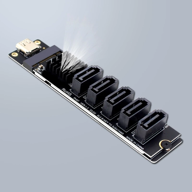 5-портовая карта расширения SATA3.0 PCIE с высокой скоростью 6 Гбит/с и портом TypeC