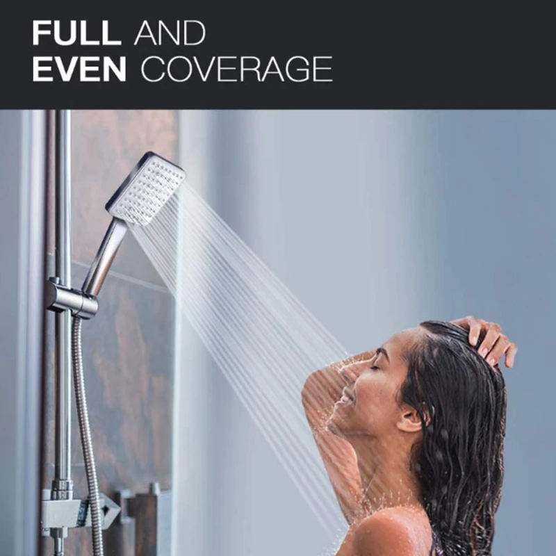 

High Pressure Square Shower Head 6 Spray Modes Massage Water Sprinkler Head Handheld Shower with Stainless Steel Hose B03E