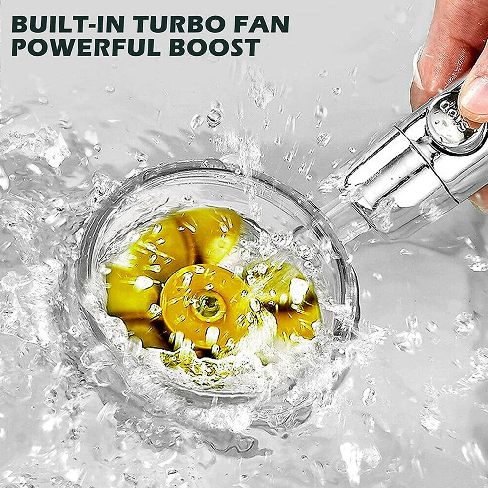 

High Pressure Turbo Shower Head 360° Rotated Powerful Water Saving Shower Head ABS Handheld Spray Nozzle Bathroom Accessories