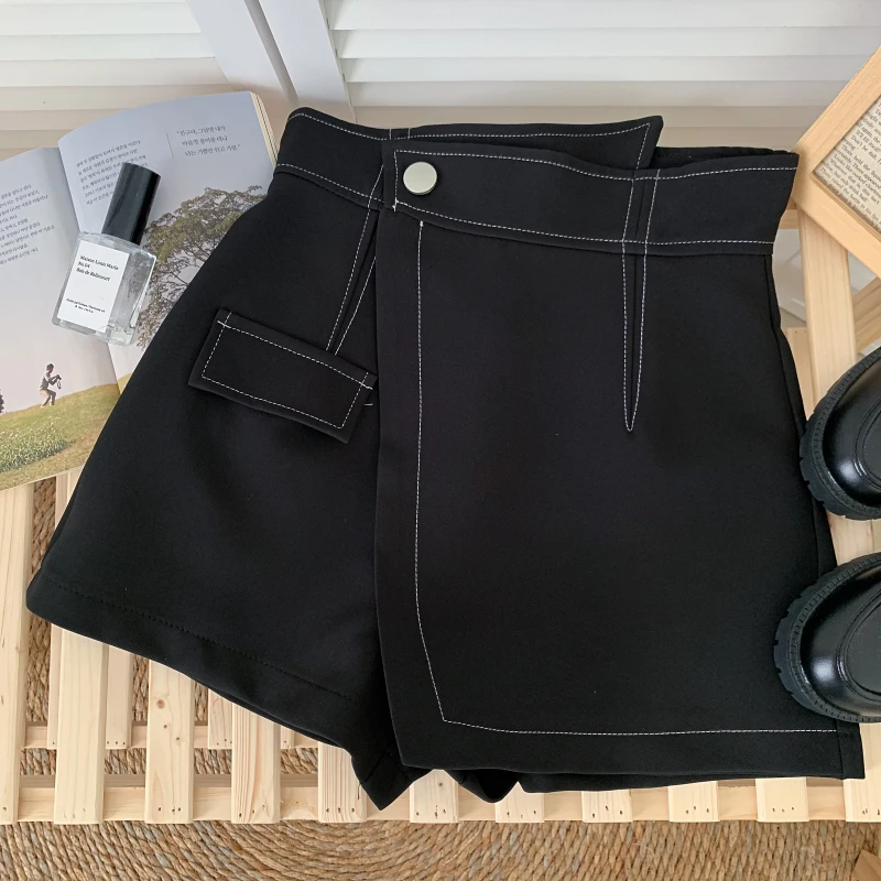 Irregular Design Sense High Slimming Pantskirt Wide Leg Pants Casual Shorts Women's Trendy 2023 Summer New Short Pants