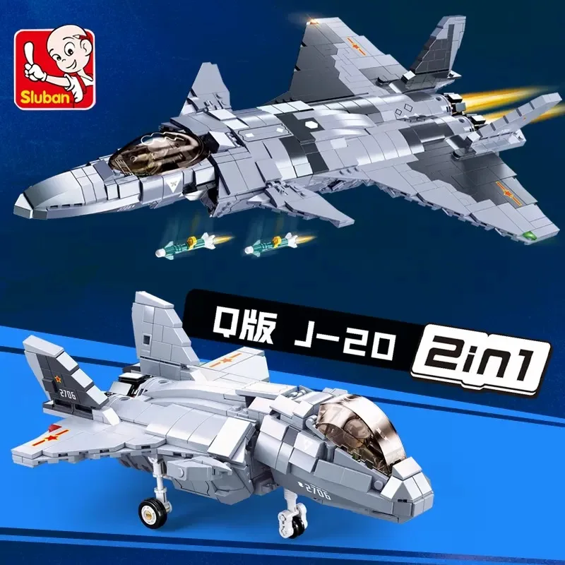 Sluban WW2 Военный J-20 Стелс Самолет ВВС Модель Истребителя Строительные Блоки Дети
