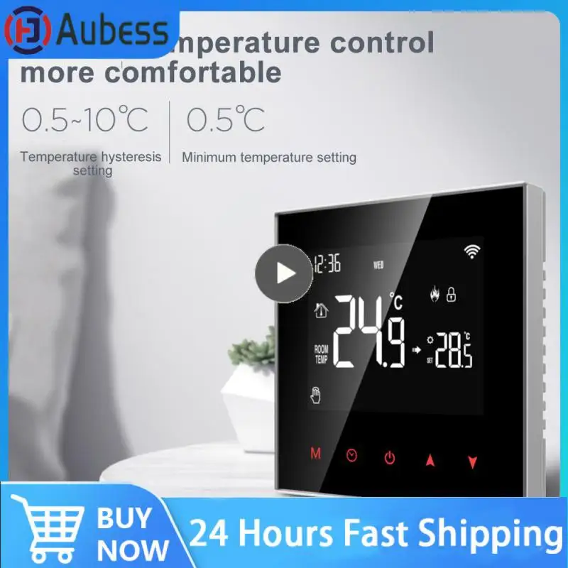 

Programmable Tuya Electric Floor Temperature Remote Controller Auto Mode Manual Wifi Smart Thermostat 3a 16a App Control