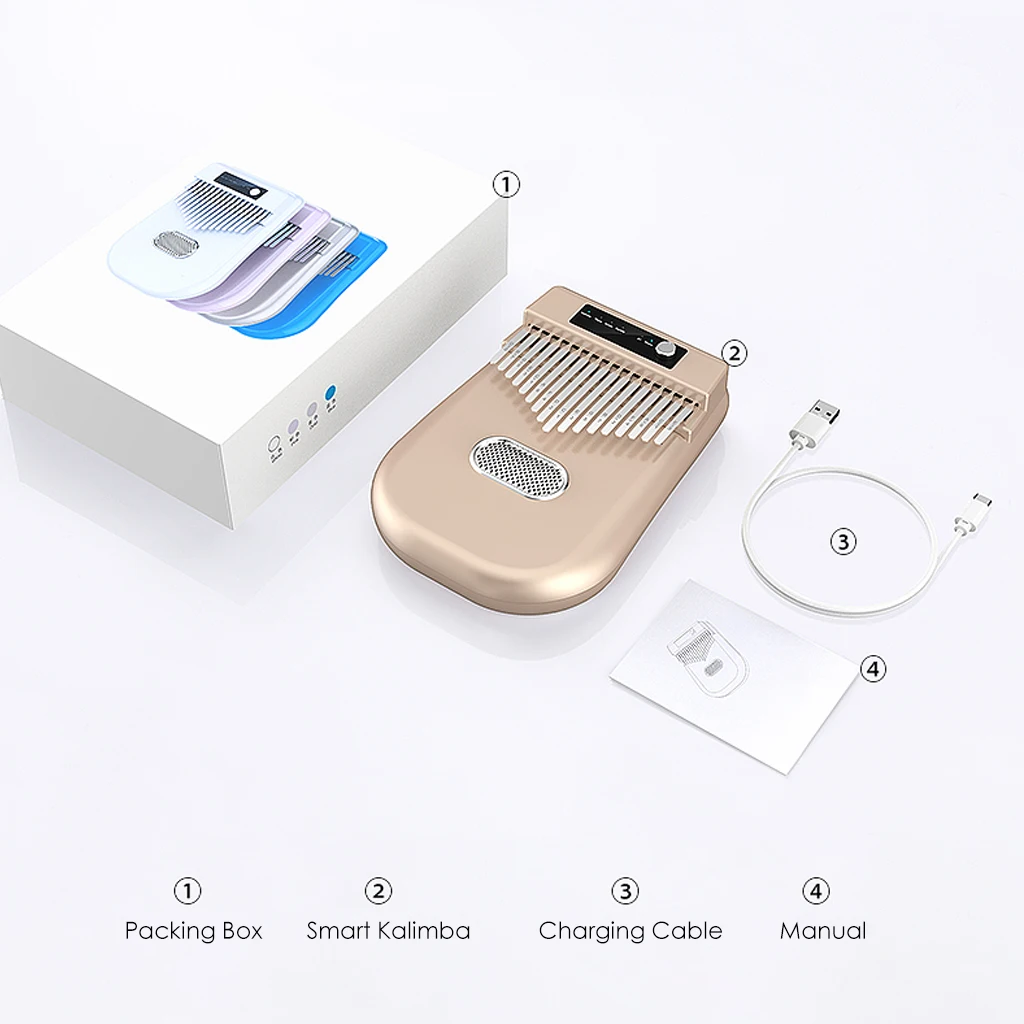 Mugig Pink Color Smart Electric Kalimba 17 Keys Thumb Piano 4 Kinds Of Timbre W/ Bluetooth Connetion Really Full Bright Sound