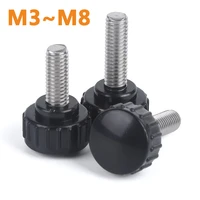 304 stainless steel m3 m4 m5 m6 m8 round head handle hand screw round knurled rubber thumb screw plastic tighten bolt nuts knob