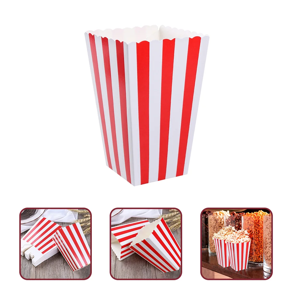 

Popcorn Boxes Paper Movie Box Containers Party Container Bucket Night Buckets Holder White Red Supplies Holds Snack Favor