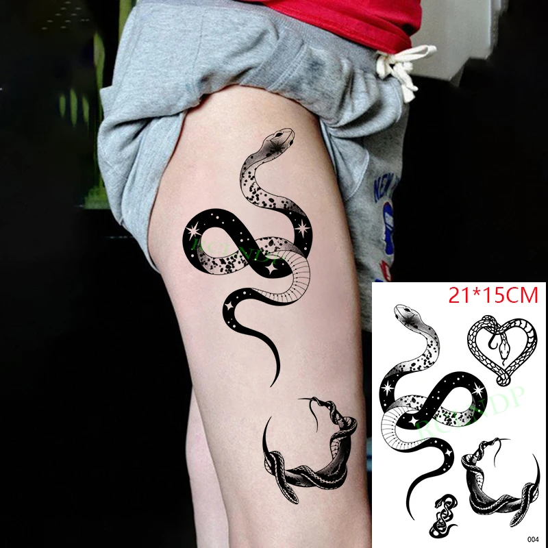 

Waterproof Temporary Tattoo Sticker Snake cool gothic Fake Tatto Flash Tatoo Back Leg Big Size Art for Women Men