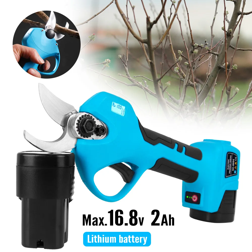 

Portable Cordless Electric Pruning Shears Rechargeable Battery Powered Tree Branch Pruner Garden Clippers 28mm Cutting Diameter