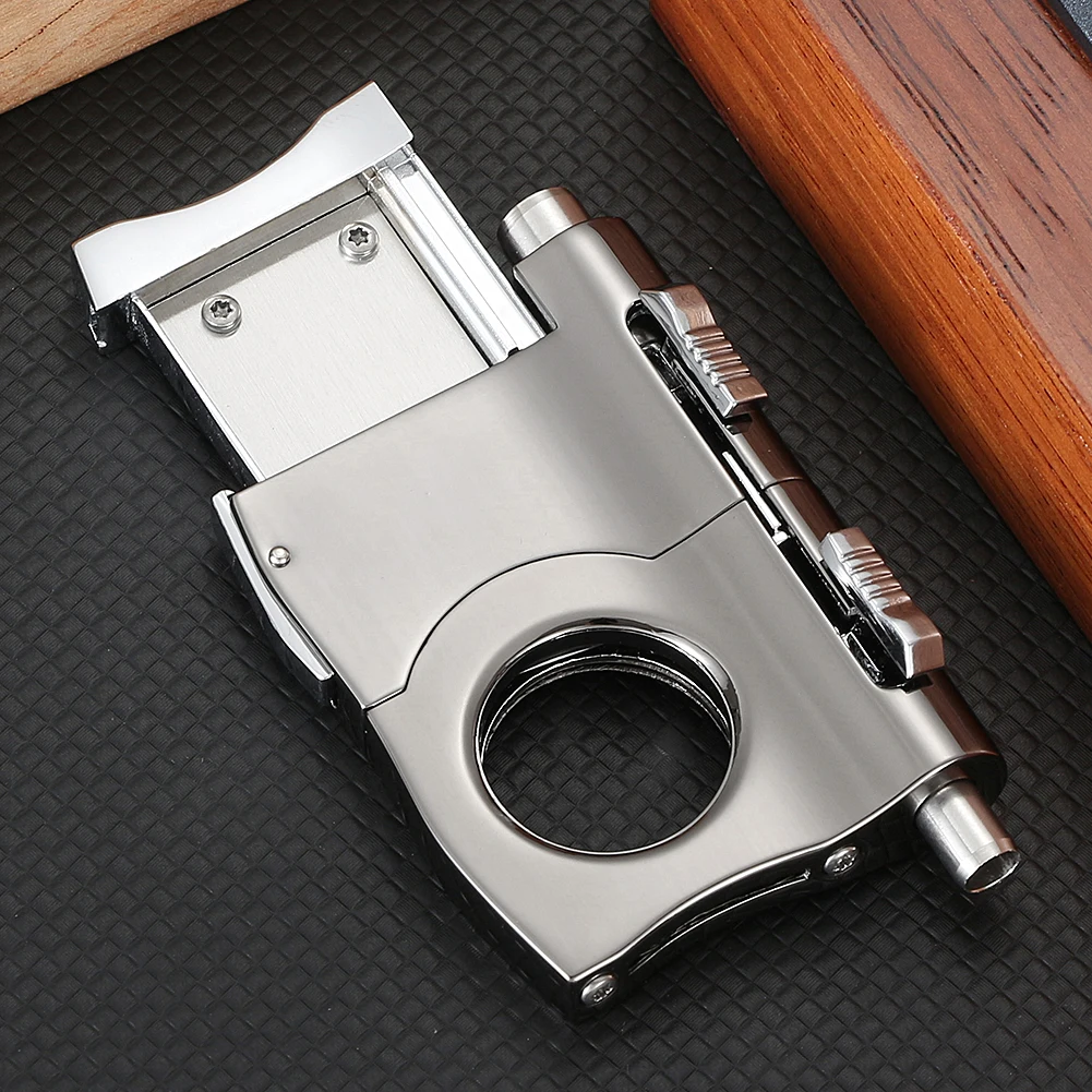 GALINER Cigar Cutter Knife Built-in 2 Size Cigar Punch Locked Blades Luxury Metal Cutters Guillotine For Cigars Accessories Puro