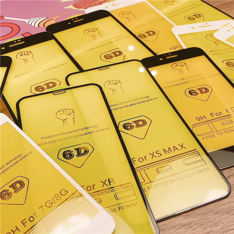 

6D полное покрытие закаленное стекло для iPhone 11 Pro 8 7 6 6S Plus X XS MAX iphone 7 8x12 Pro Mini защита для экрана защитное стекло