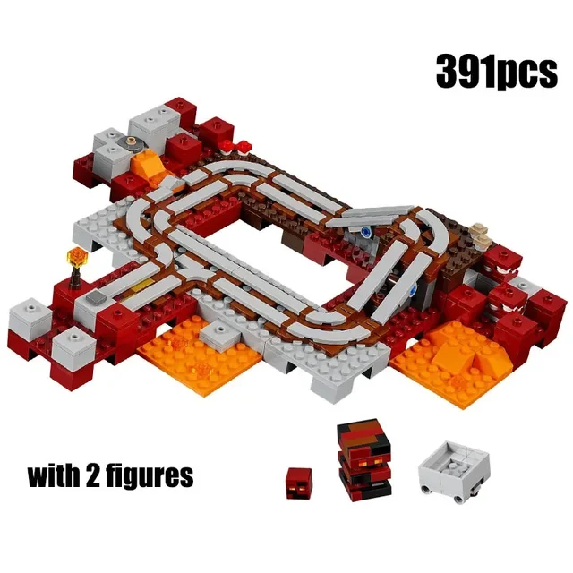391 шт. строительные блоки Hell Nether Railway совместимые с 21130 18024 модель кирпичей игрушки