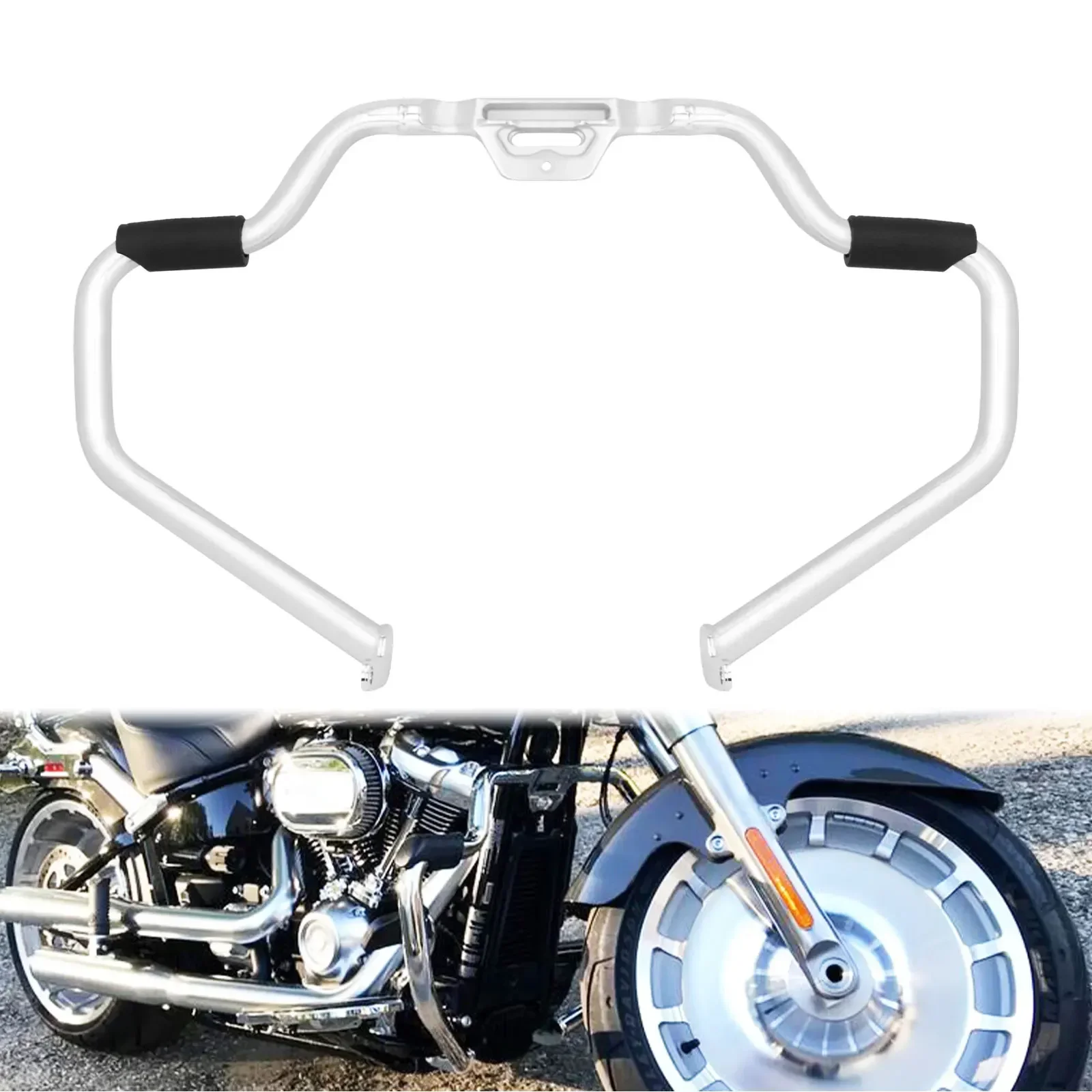 

Мотоциклетная черная/хромированная защита двигателя для Harley Softail Fat Boy Deluxe Breakout Low Rider Slim FXBB FLFB FXBR 2018-25