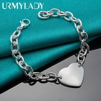 urmylady 925 sterling silver heart charm chian bracelet for women wedding engagement party fashion jewelry