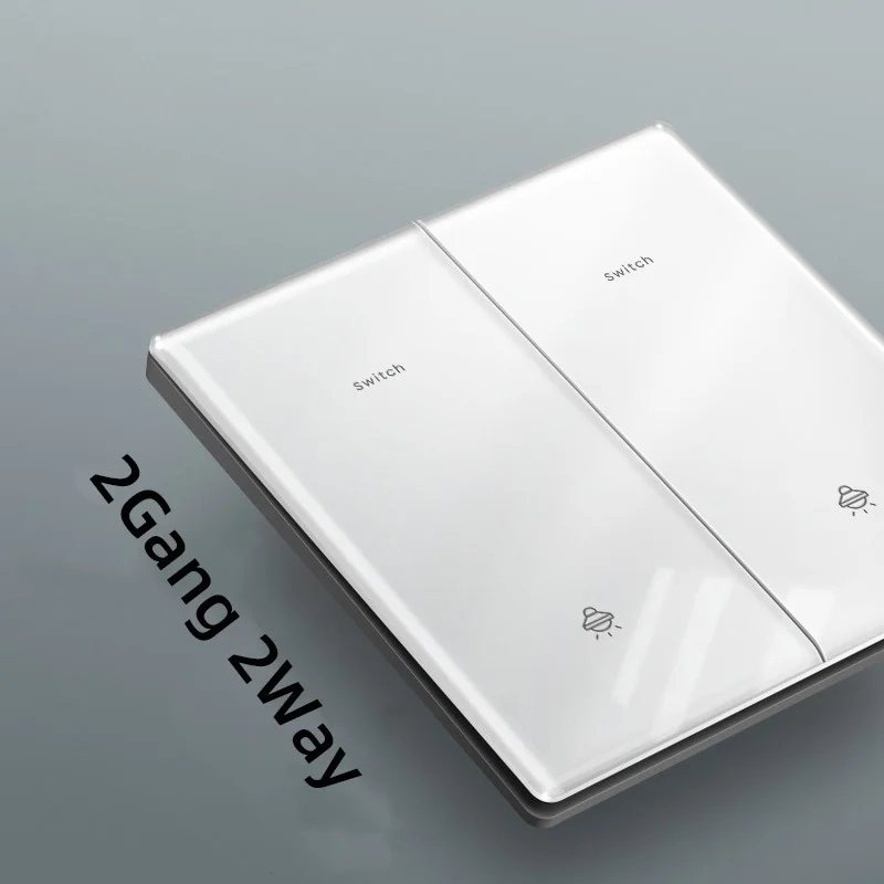 

Белый настенный светильник из закаленного стекла, 2-позиционная кнопка, британская вилка, универсальная настенная розетка 13А, розетка для компьютерного телевизора в ЕС, AC110V ~ 250V