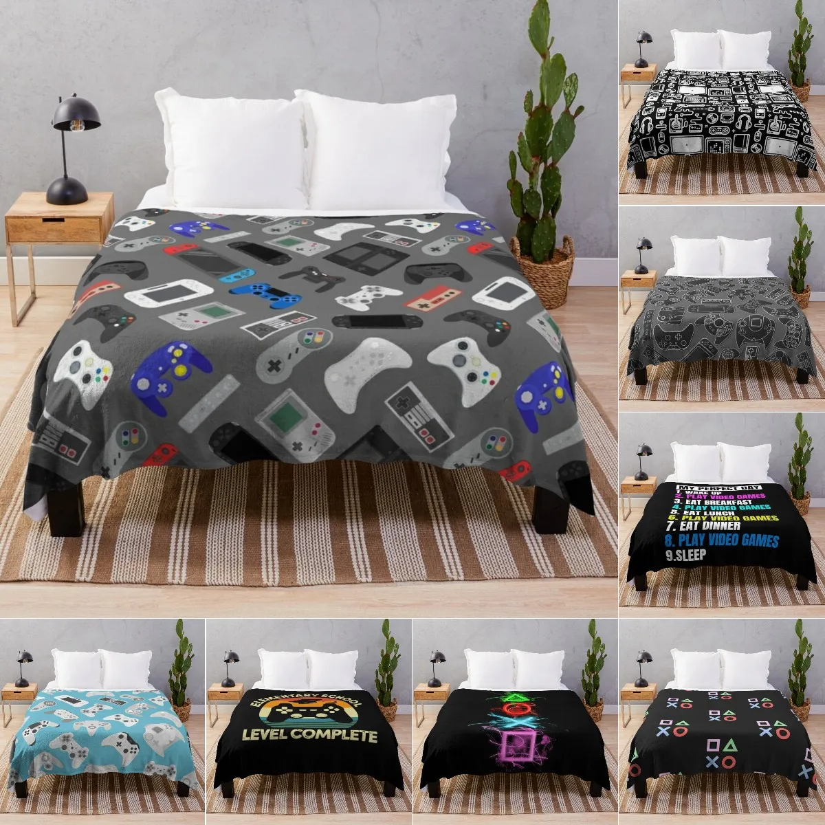 

Gaming Throw Blanket Boy Gamer Blanket for Bed Sofa Couch Decor Kid Video Game Gamepad Fleece Girl Super Soft Warm Plush Blanket