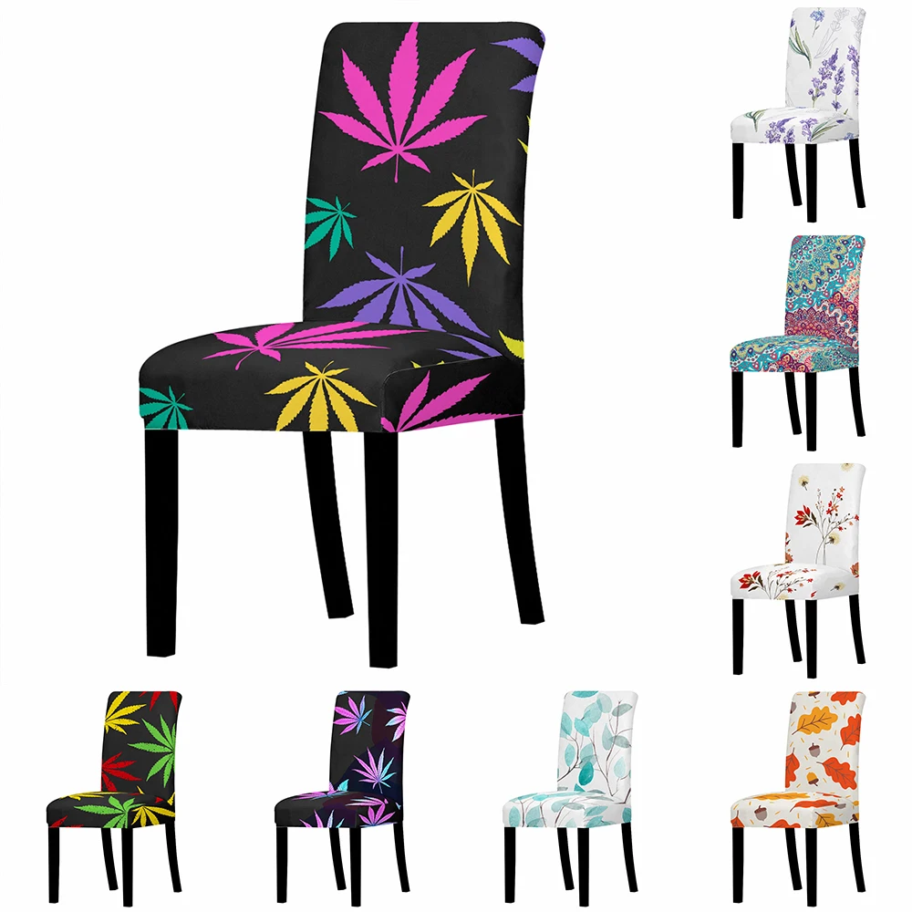 Чехлы на стулья из спандекса с принтом кленовых листьев