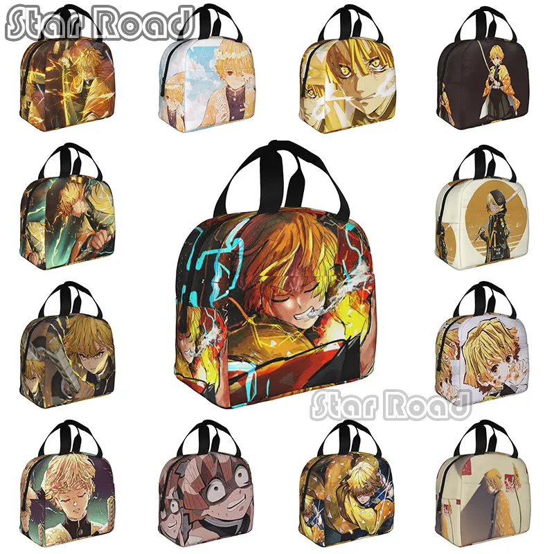 

Demon Slayer Agatsuma Zenitsu Thermal Insulated Lunch Bag Women Portable Lunch Container for Kids Storage Food Box